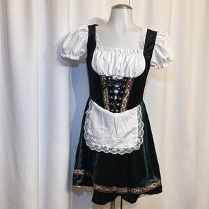 Small Black Gold and Green Dirndl Women’s Dress Costume Traditional
